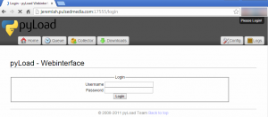 pyLoad web gui first welcome