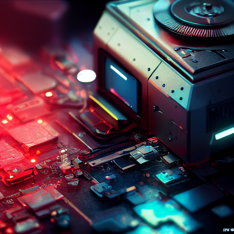 artwork of futuristic motherboard + cpu look-a-like
